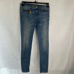 Michael Kors Front Zip Pocket Mid‎ Wash Low Rise Izzy Skinny Jean Size 2
